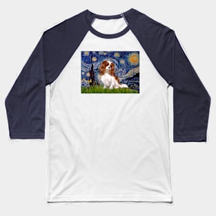 Blenheim Cavalier King Charles Spaniel in Starry Night Baseball T-Shirt